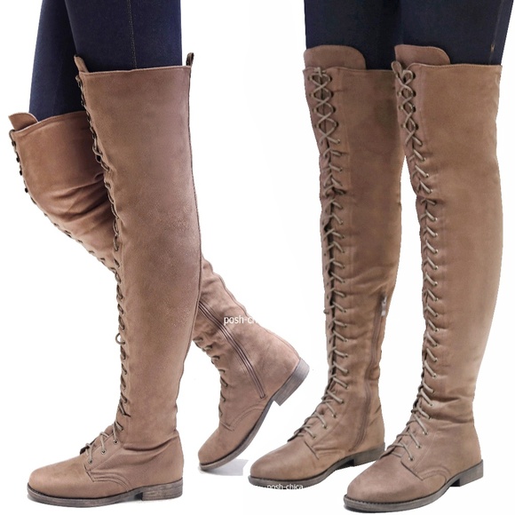 taupe suede over the knee boots